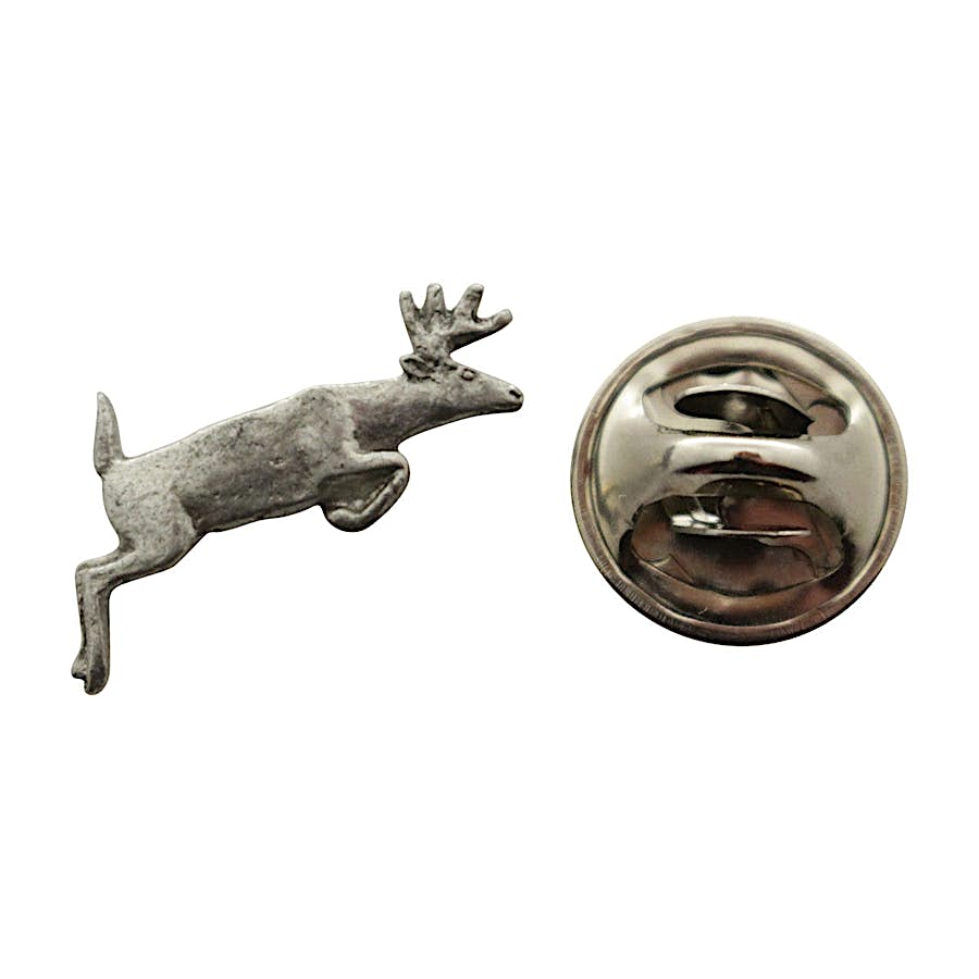 Leaping Deer Mini Pin ~ Antiqued Pewter ~ Miniature Lapel Pin ~ Sarah's Treats & Treasures