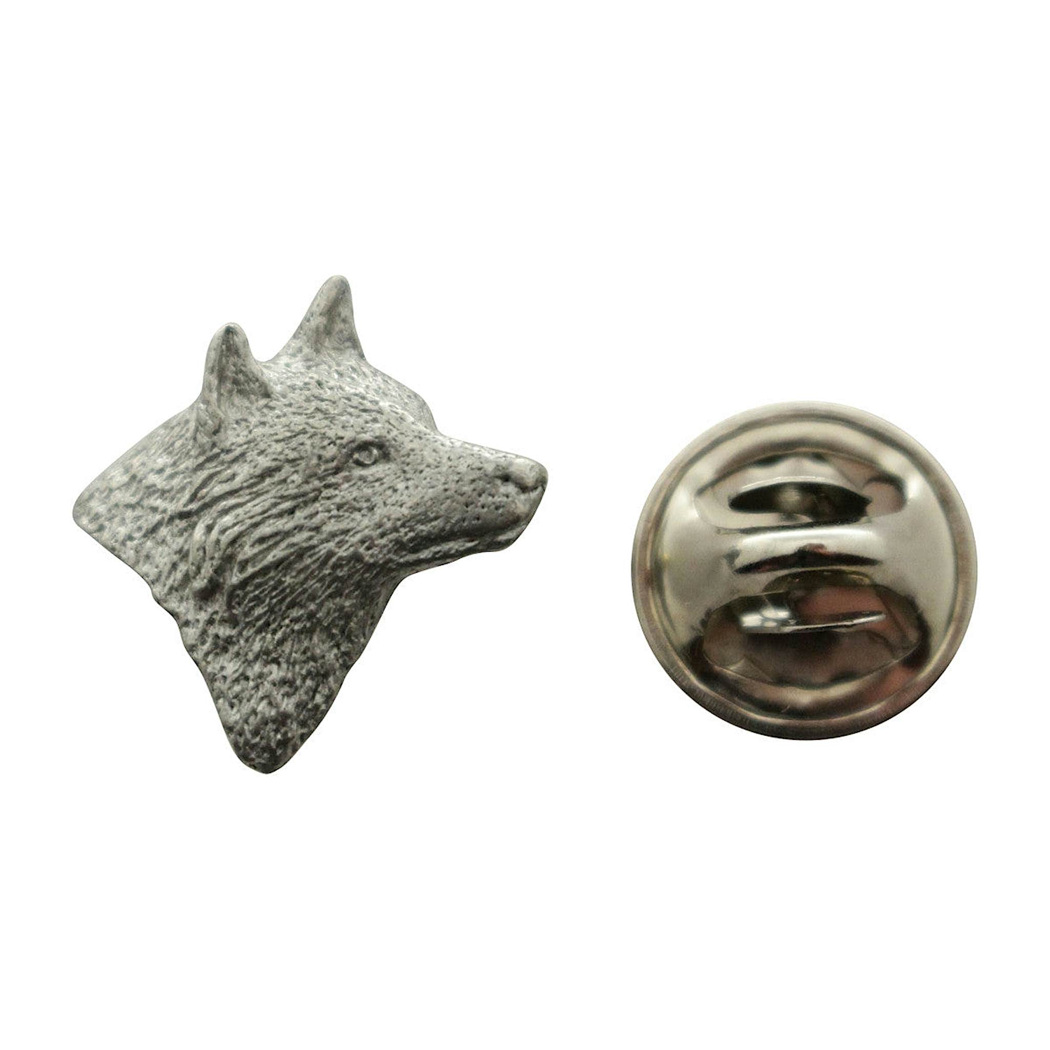 Wolf Head Facing Right Mini Pin ~ Antiqued Pewter ~ Miniature Lapel Pin ~ Sarah's Treats & Treasures
