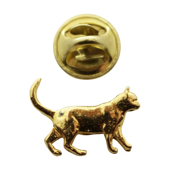 Walking Cat Mini Pin ~ 24K Gold ~ Miniature Lapel Pin ~ 24K Gold Miniature Lapel Pin ~ Sarah's Treats & Treasures