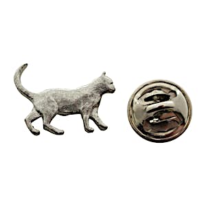 Walking Cat Mini Pin ~ Antiqued Pewter ~ Miniature Lapel Pin ~ Sarah's Treats & Treasures