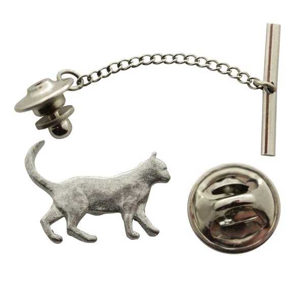 Walking Cat Tie Tack ~ Antiqued Pewter ~ Tie Tack or Pin ~ Sarah's Treats & Treasures