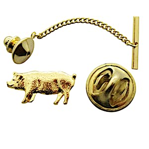 Pig Tie Tack ~ 24K Gold ~ Tie Tack or Pin ~ 24K Gold Tie Tack or Pin ~ Sarah's Treats & Treasures
