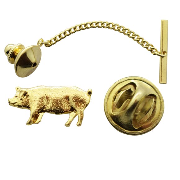 Pig Tie Tack ~ 24K Gold ~ Tie Tack or Pin ~ 24K Gold Tie Tack or Pin ~ Sarah's Treats & Treasures
