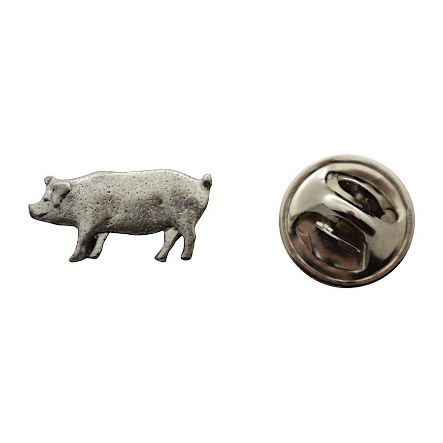 Pig Mini Pin ~ Antiqued Pewter ~ Miniature Lapel Pin ~ Sarah's Treats & Treasures