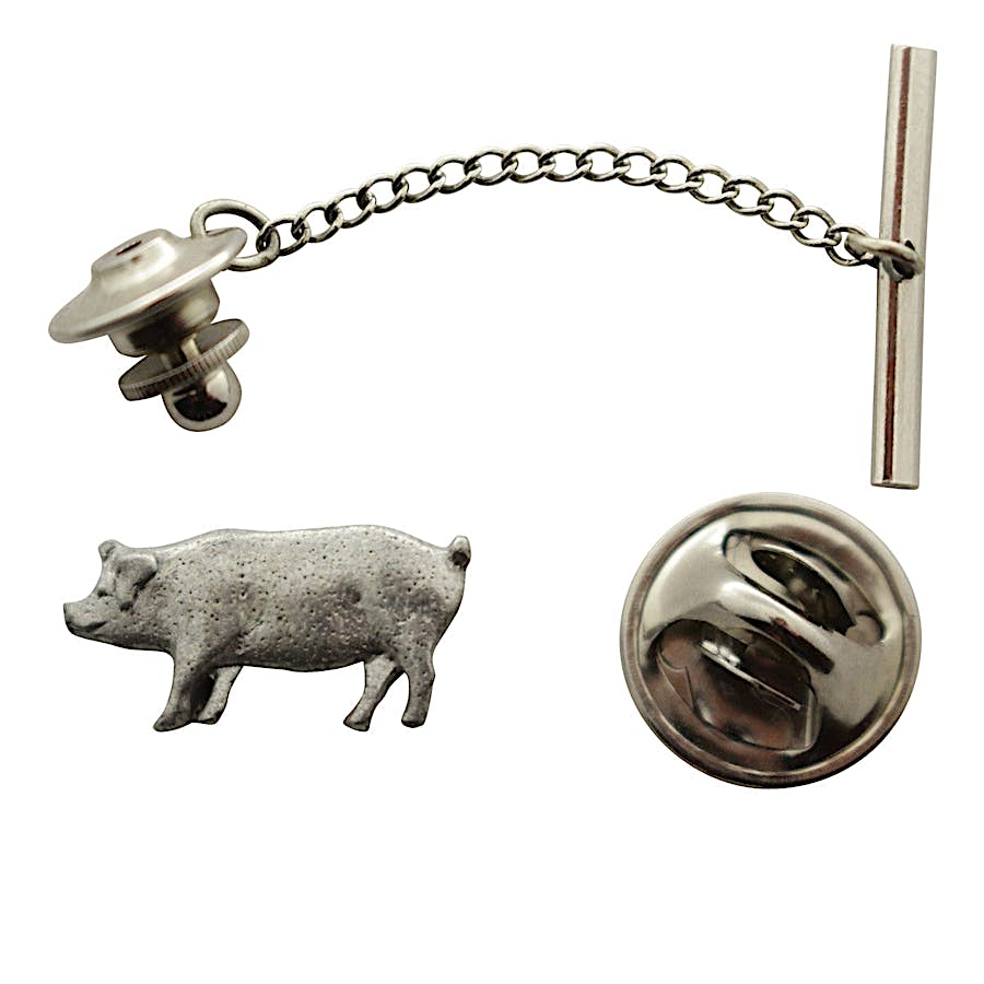 Pig Tie Tack ~ Antiqued Pewter ~ Tie Tack or Pin ~ Antiqued Pewter Tie Tack or Pin ~ Sarah's Treats & Treasures