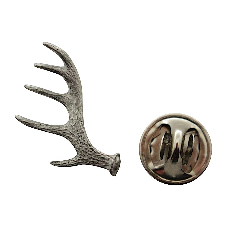 Antler Shed Mini Pin ~ Antiqued Pewter ~ Miniature Lapel Pin ~ Sarah's Treats & Treasures