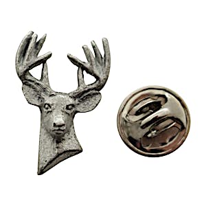 Ten Point Buck Mini Pin ~ Antiqued Pewter ~ Miniature Lapel Pin ~ Sarah's Treats & Treasures