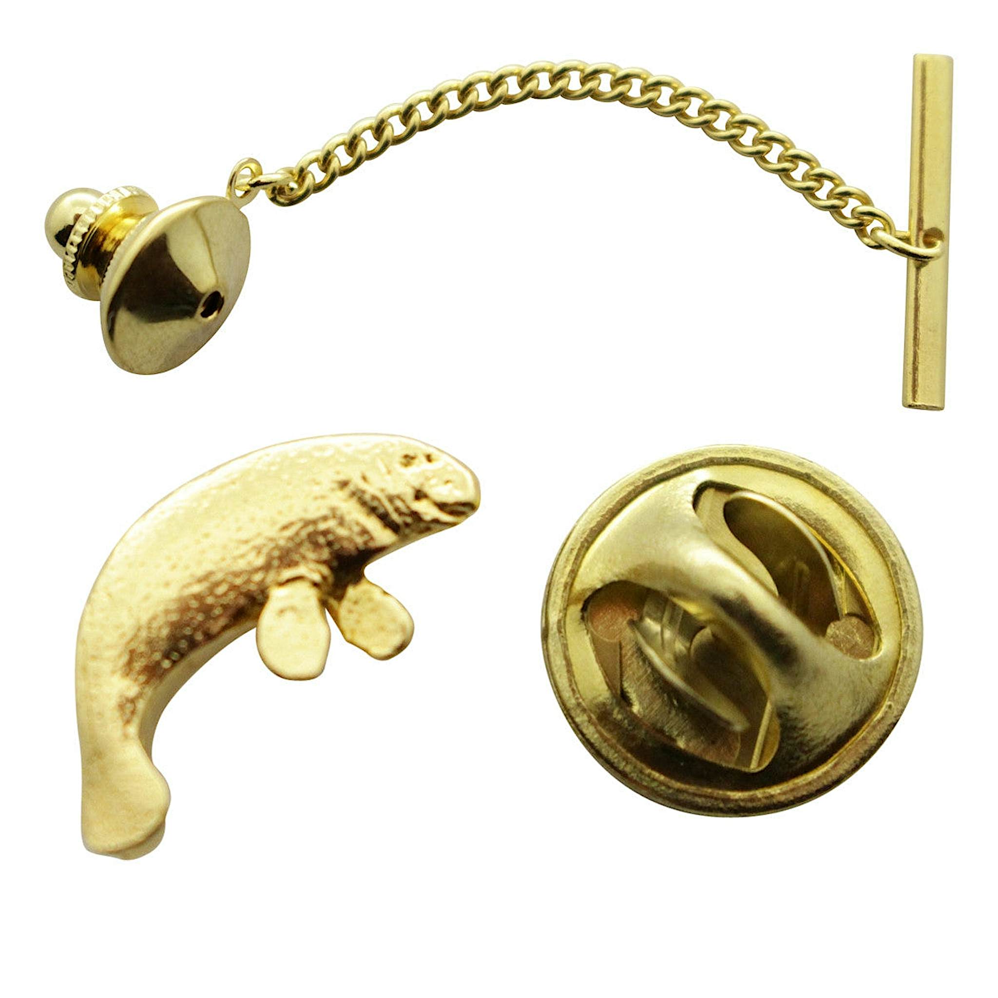 Manatee Tie Tack ~ 24K Gold ~ Tie Tack or Pin ~ 24K Gold Tie Tack or Pin ~ Sarah's Treats & Treasures
