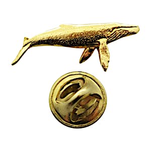 Humpback Whale Mini Pin ~ 24K Gold ~ Miniature Lapel Pin ~ 24K Gold Miniature Lapel Pin ~ Sarah's Treats & Treasures