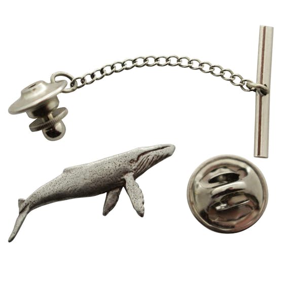 Humpback Whale Tie Tack ~ Antiqued Pewter ~ Tie Tack or Pin ~ Sarah's Treats & Treasures