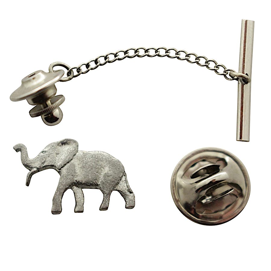 Elephant Tie Tack ~ Antiqued Pewter ~ Tie Tack or Pin ~ Sarah's Treats & Treasures