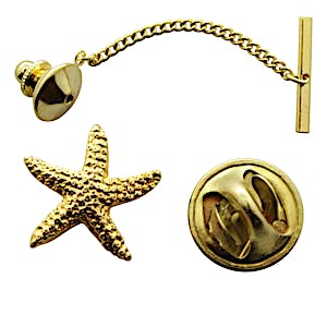 Starfish Tie Tack ~ 24K Gold ~ Tie Tack or Pin ~ Sarah's Treats & Treasures
