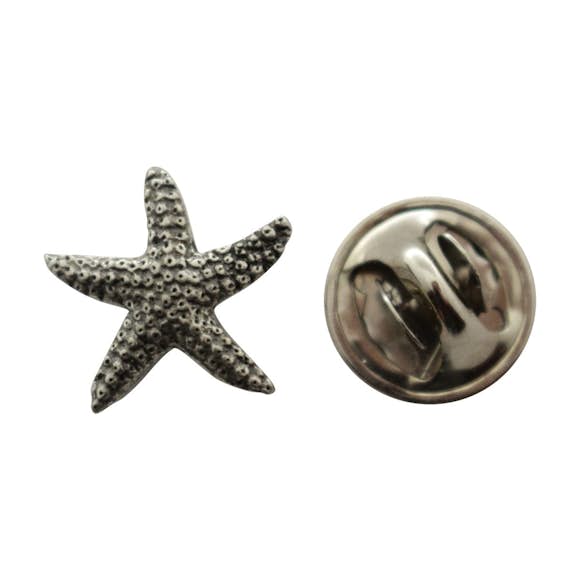 Starfish Mini Pin ~ Antiqued Pewter ~ Miniature Lapel Pin ~ Sarah's Treats & Treasures