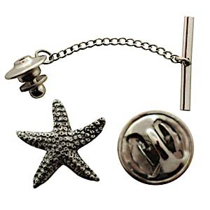 Starfish Tie Tack ~ Antiqued Pewter ~ Tie Tack or Pin ~ Sarah's Treats & Treasures