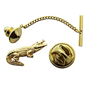 Alligator Tie Tack ~ 24K Gold ~ Tie Tack or Pin ~ Sarah's Treats & Treasures