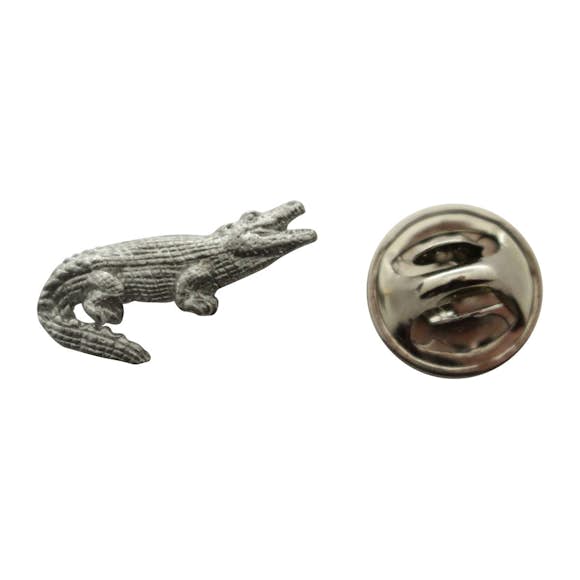 Alligator Mini Pin ~ Antiqued Pewter ~ Miniature Lapel Pin ~ Sarah's Treats & Treasures