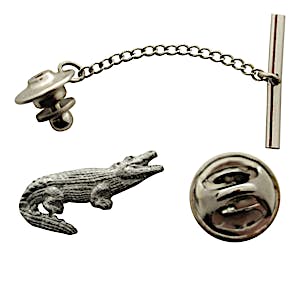 Alligator Tie Tack ~ Antiqued Pewter ~ Tie Tack or Pin ~ Sarah's Treats & Treasures