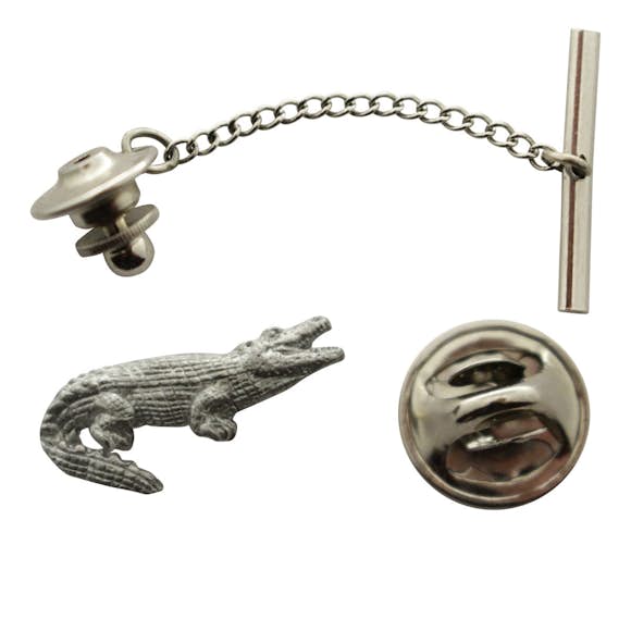 Alligator Tie Tack ~ Antiqued Pewter ~ Tie Tack or Pin ~ Sarah's Treats & Treasures