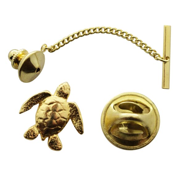 Sea Turtle Tie Tack ~ 24K Gold ~ Tie Tack or Pin ~ Sarah's Treats & Treasures