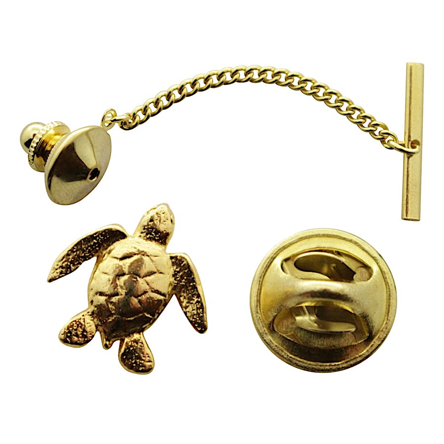 Sea Turtle Tie Tack ~ 24K Gold ~ Tie Tack or Pin ~ Sarah's Treats & Treasures