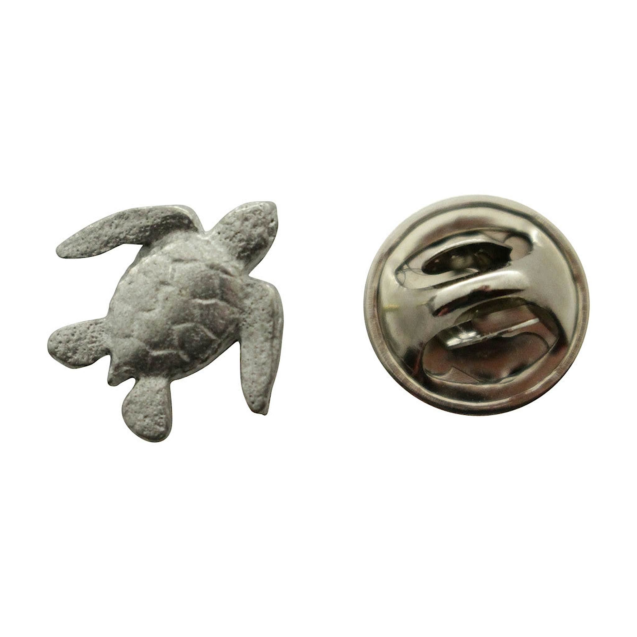 Sea Turtle Mini Pin ~ Antiqued Pewter ~ Miniature Lapel Pin ~ Sarah's Treats & Treasures