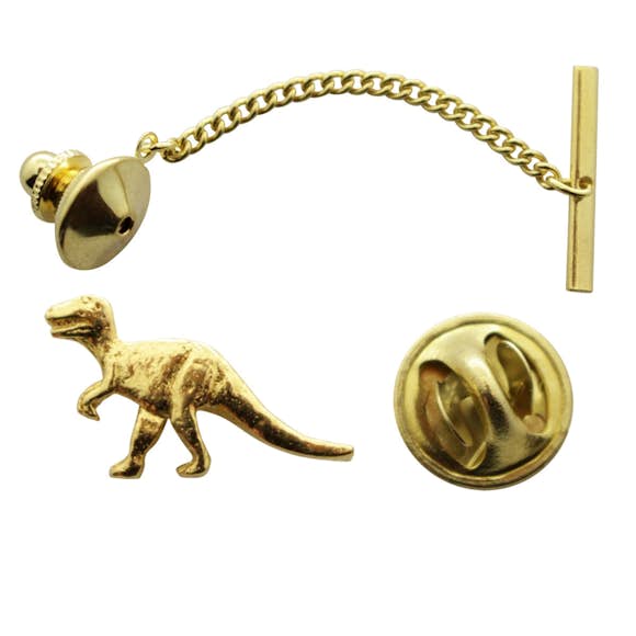 T Rex or Tyrannosaurus Tie Tack ~ 24K Gold ~ Tie Tack or Pin ~ Sarah's Treats & Treasures