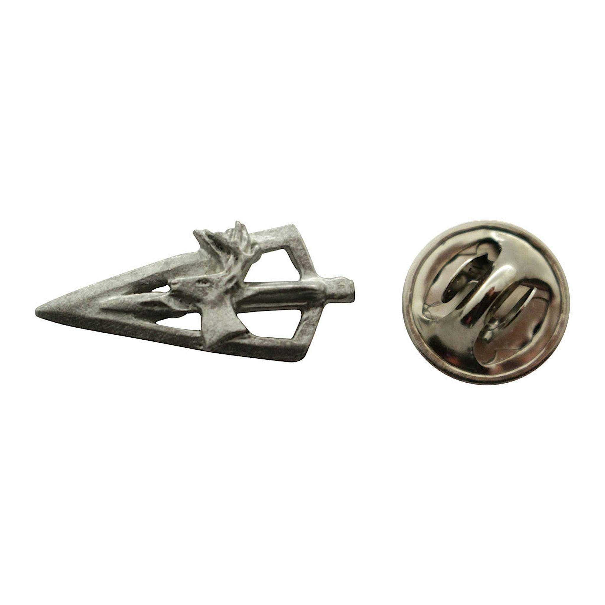 Broadhead With Deer Mini Pin ~ Antiqued Pewter ~ Miniature Lapel Pin ~ Sarah's Treats & Treasures