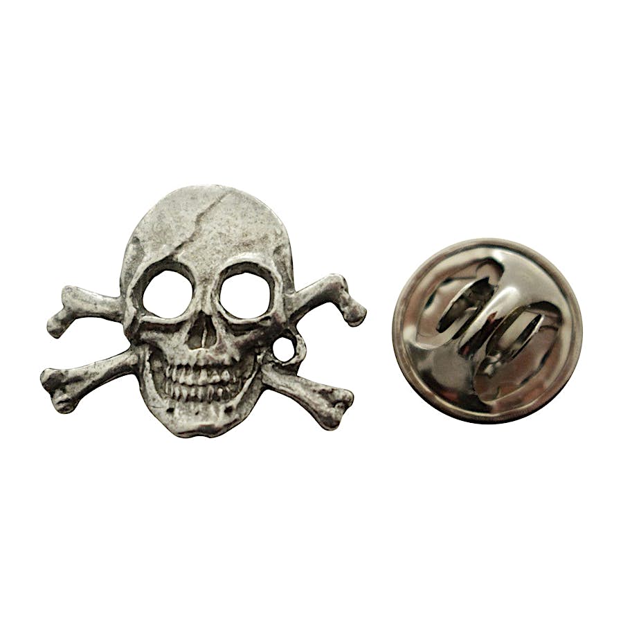 Pirate Skull Mini Pin ~ Antiqued Pewter ~ Miniature Lapel Pin ~ Sarah's Treats & Treasures