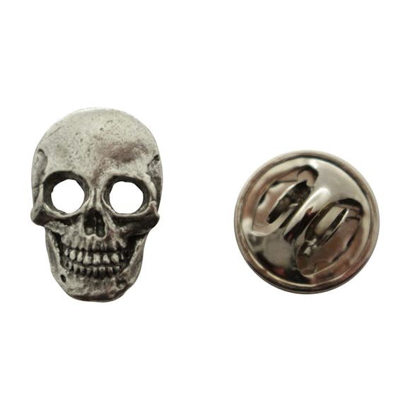 Skull Mini Pin ~ Antiqued Pewter ~ Miniature Lapel Pin ~ Sarah's Treats & Treasures