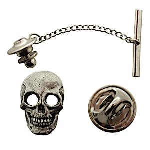 Skull Tie Tack ~ Antiqued Pewter ~ Tie Tack or Pin ~ Sarah's Treats & Treasures