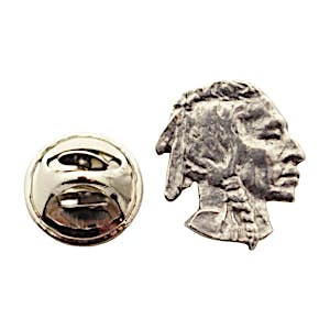 Native American Portrait Mini Pin ~ Antiqued Pewter ~ Miniature Lapel Pin ~ Sarah's Treats & Treasures