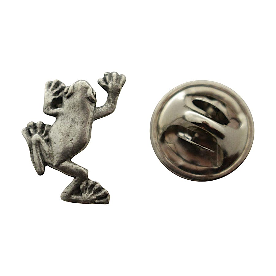 Tree Frog Mini Pin ~ Antiqued Pewter ~ Miniature Lapel Pin ~ Sarah's Treats & Treasures